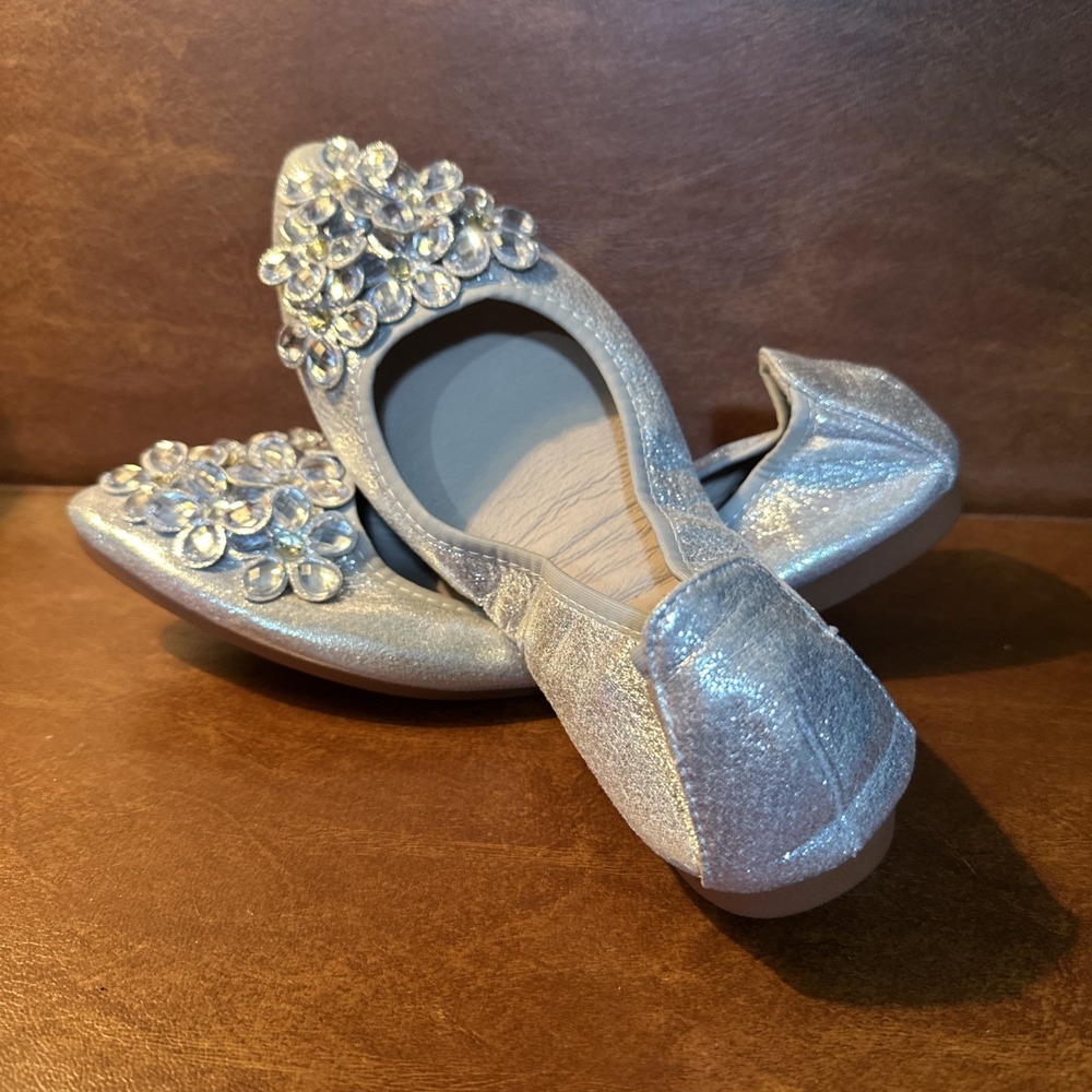 Guansitu Slip On Ballet Flats Metallic silver Foldable  Flats Size 9.5